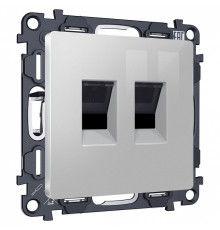 Розетка двойная Ethernet RJ-45 и со шторками, без рамки Ambrella Volt ALFA MA412110