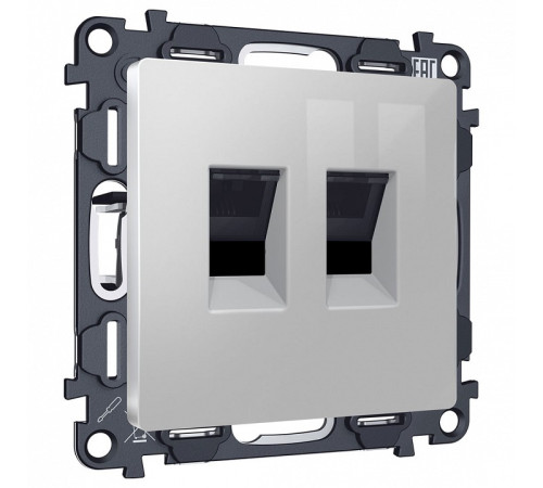 Розетка двойная Ethernet RJ-45 и со шторками, без рамки Ambrella Volt ALFA MA412110