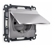 Розетка с заземлением и со шторкой, без рамки с крышкой Ambrella Volt Quant MA508010