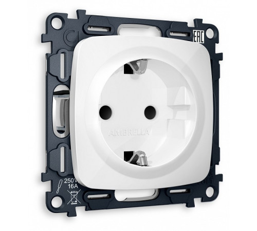 Розетка с заземлением и со шторкой, без рамки Ambrella Volt MO MO107010