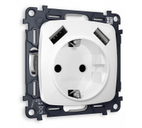Розетка с заземлением и 2хUSB type A, без рамки Ambrella Volt MO MO109010