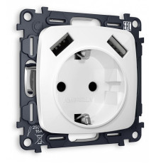 Розетка с заземлением и 2хUSB type A, без рамки Ambrella Volt MO MO109010