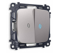 Выключатель двухклавишный с подсветкой без рамки Ambrella Volt Quant MO504020