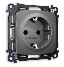 Розетка с заземлением и со шторкой, без рамки Ambrella Volt Quant MO657010