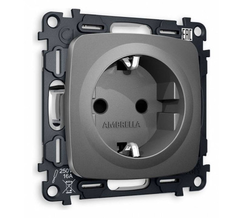 Розетка с заземлением и со шторкой, без рамки Ambrella Volt Quant MO657010