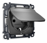 Розетка влагозащищенная с заземлением и со шторкой, без рамки с крышкой Ambrella Volt Quant MO658010