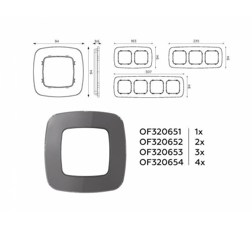 Рамка на 3 поста Ambrella Volt Radian Стекло органическое OF320653