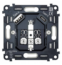 Механизм розетки с заземлением и 2хUSB type A и C Ambrella Volt Quant VM160
