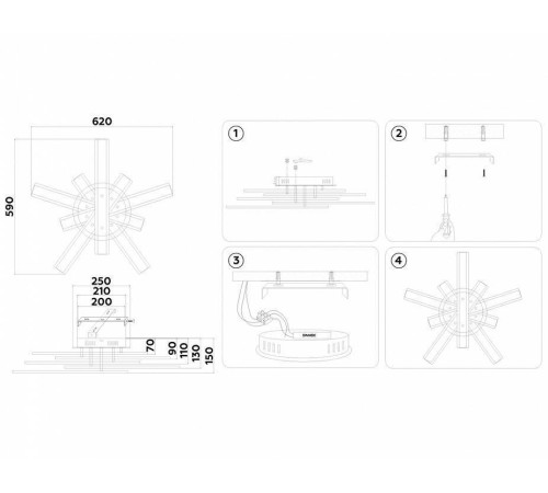 Потолочная светодиодная люстра Ambrella light FA FA8906 144 Вт FA8906