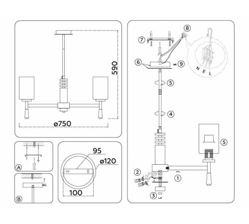 Люстра на штанге Ambrella Light HIGH LIGHT LH56263