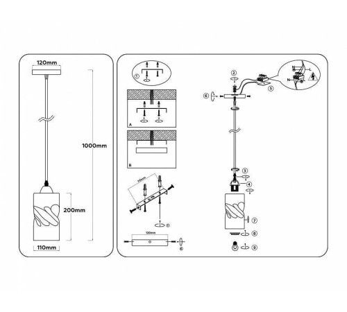 Подвесной светильник Ambrella light TR TR3413 1xE27 черный/золото TR3413