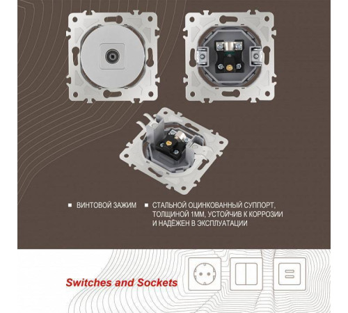 ТВ-розетка без рамки Arte Milano am-202 202.43-1.silver