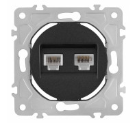 Розетка двойная RJ-11 и Ethernet RJ-45, без рамки Arte Milano am-202 202.44-1.black