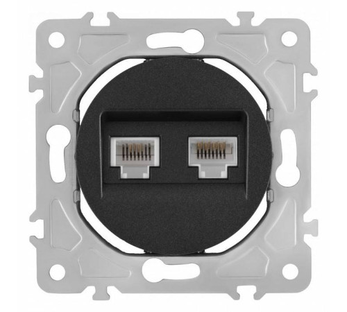 Розетка двойная RJ-11 и Ethernet RJ-45, без рамки Arte Milano am-202 202.44-1.black