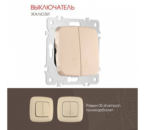 Выключатель для жалюзи без рамки Arte Milano 205 205.38-2.shampan