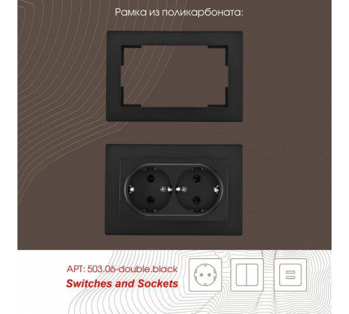 Розетка двойная с заземлением, без рамки Arte Milano am-206 206.40-2.black