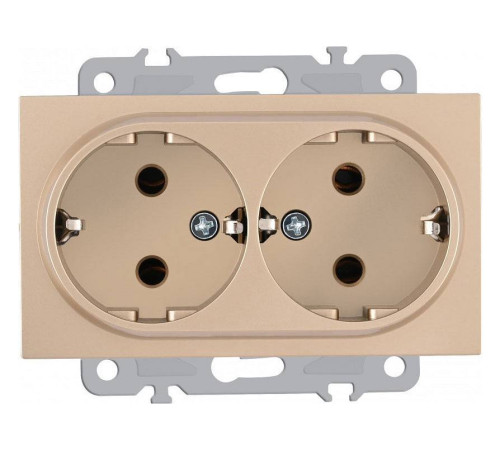 Розетка двойная с заземлением, без рамки Arte Milano am-206 206.40-2.shampan