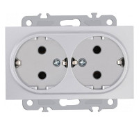 Розетка двойная с заземлением, без рамки Arte Milano am-206 206.40-2.silver