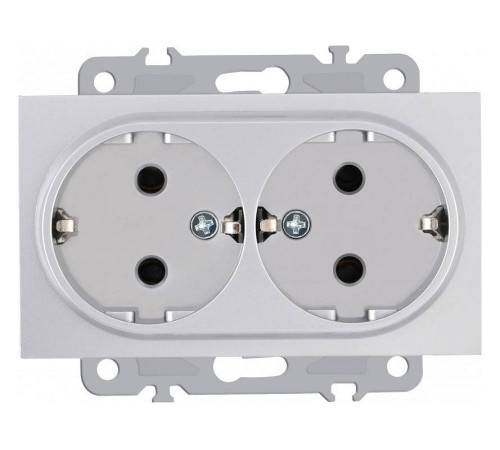 Розетка двойная с заземлением, без рамки Arte Milano am-206 206.40-2.silver