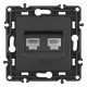 Розетка двойная RJ-11 и Ethernet RJ-45, без рамки Arte Milano am-217 217.44-1.black