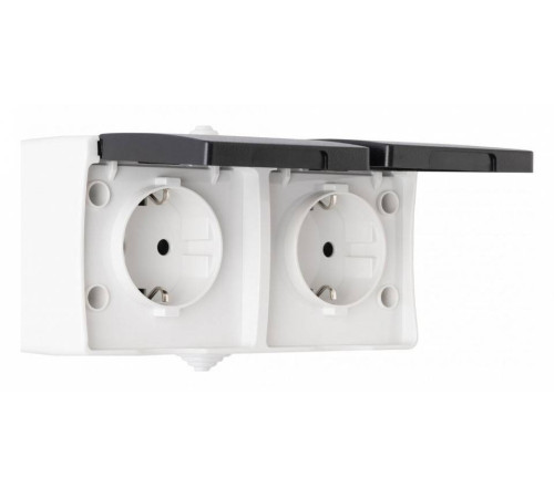 Блок с розетками влагозащищенными с заземлением и крышкой Arte Milano am-309 309.40-2.grey