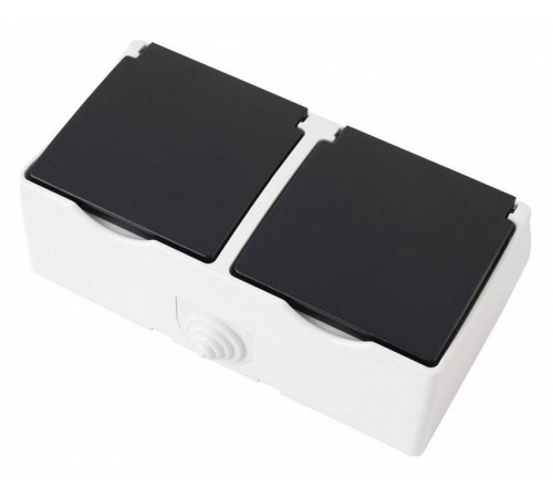 Блок с розетками влагозащищенными с заземлением и крышкой Arte Milano am-309 309.40-2.grey