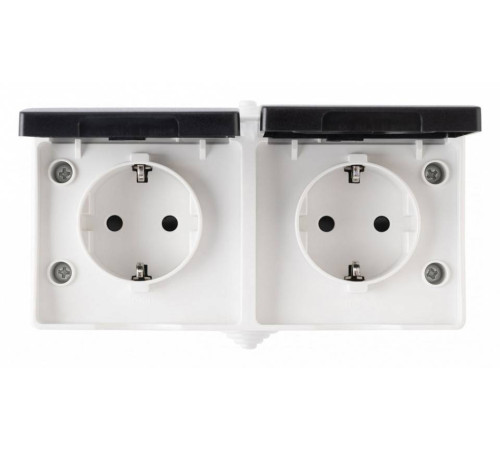Блок с розетками влагозащищенными с заземлением и крышкой Arte Milano am-309 309.40-2.grey