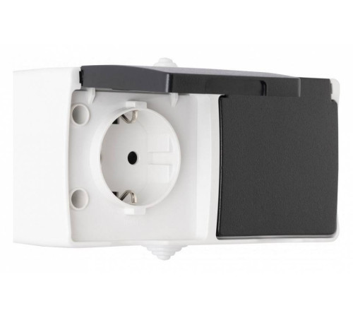 Блок с розетками влагозащищенными с заземлением и крышкой Arte Milano am-309 309.40-2.grey