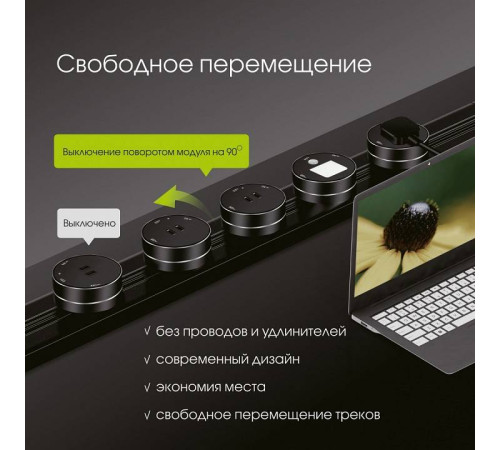Розетка с заземлением на треке Arte Milano Am-track-sockets 380066TS LED/ES Black