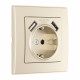 Розетка с заземлением и со шторкой и 2хUSB Arte Milano SET06-1 SET06-1-47-1 shampan