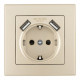 Розетка с заземлением и со шторкой и 2хUSB Arte Milano SET06-1 SET06-1-47-1 shampan