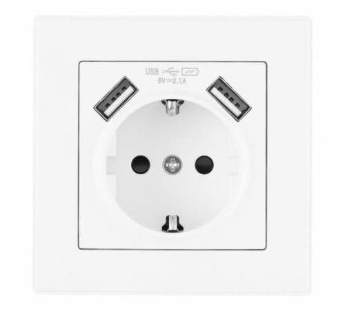 Розетка с заземлением и со шторкой и 2хUSB Arte Milano SET06-1 SET06-1-47-1 white