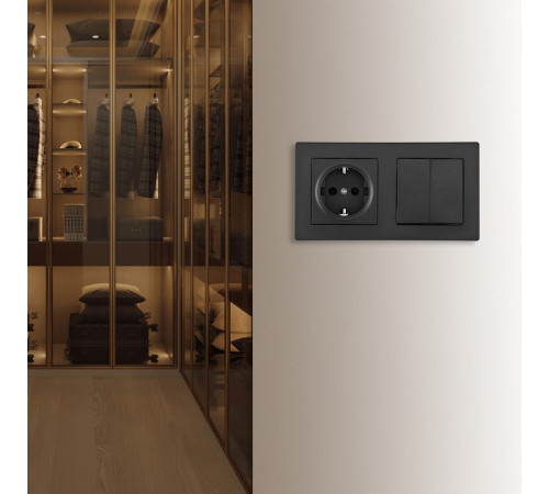 Блок с розеткой и выключателем Arte Milano SET06-2 SET06-2-30-2-40-1 black