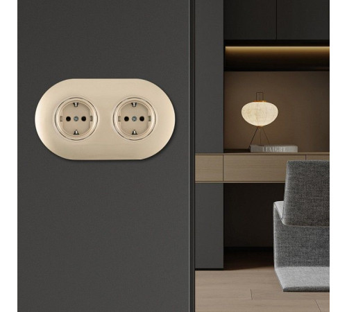 Розетка с заземлением и со шторкой Arte Milano SET08-2 SET08-2-40-1x2 shampan