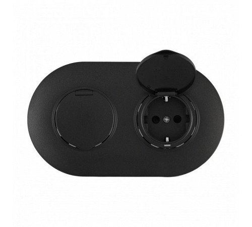 Розетка с заземлением и шторкой, с крышкой Arte Milano SET08-2 SET08-2-41-1x2 black