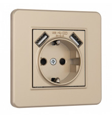 Розетка с заземлением и со шторкой и 2хUSB Arte Milano SET16-1 SET16-1-47-1 shampan