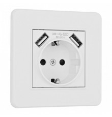 Розетка с заземлением и со шторкой и 2хUSB Arte Milano SET16-1 SET16-1-47-1 white