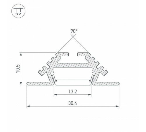 Профиль встраиваемый угловой внутренний Arlight PHS-V-2000 ANOD 013212