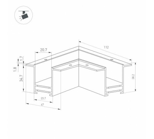 Соединитель угловой L-образный для треков встраиваемых Arlight MAG-25 033246