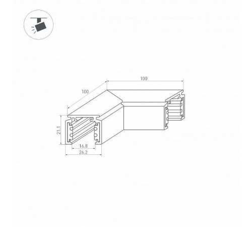Соединитель угловой L-образный для треков накладных Arlight MAG-ORIENT 036020