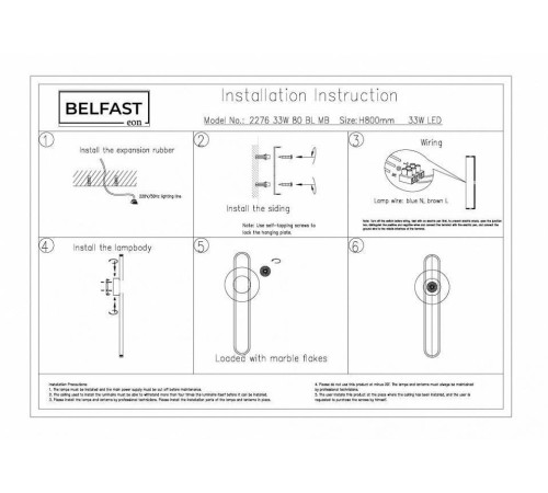 Накладной светильник Belfast Ravenhill 2276 33W 80 BL MB