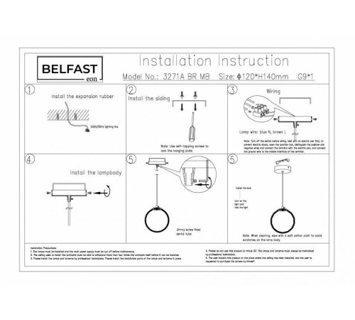 Подвесной светильник Belfast Ravenhill 3271A BR MB