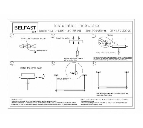 Подвесной светильник Belfast Ravenhill L-8199-L90 BR MB
