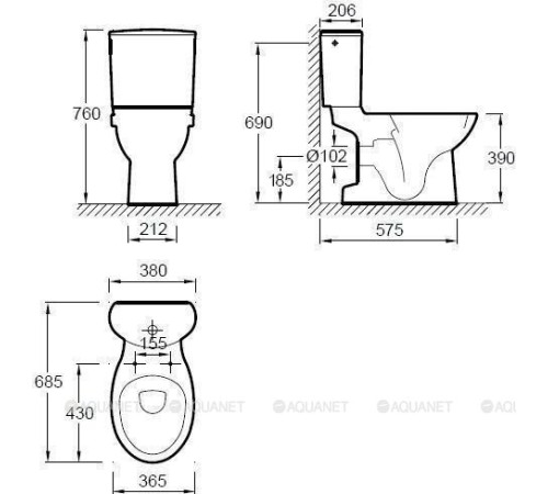 Чаша унитаза-компакта Jacob Delafon Patio белый 4101G-00