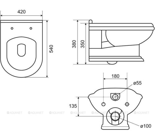Чаша подвесного унитаза Cezares King Palace CZR-163-TH