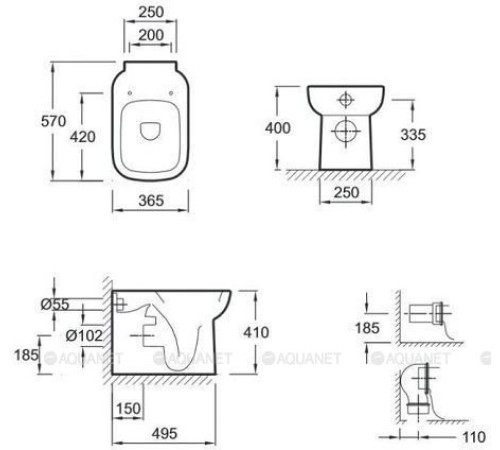 Унитаз напольный приставной Jacob Delafon Replay 57х36.5 см E4776-00