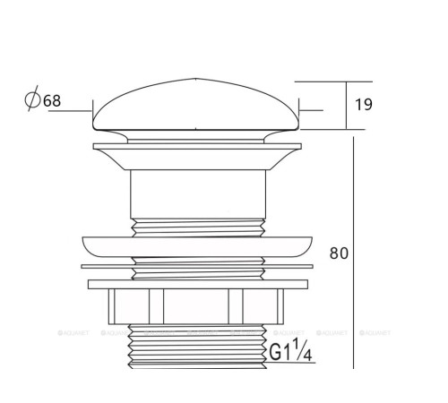 Донный клапан для раковины без перелива Aquanet керамическая крышка белый матовый 00330951