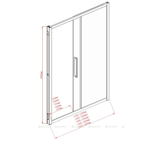 Душевая дверь в нишу Aquanet Delta 1300x2000 мм прозрачное стекло 8 мм NPE6121
