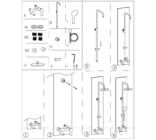 Душевая колонна Aquanet Passion R3 со смесителем черный матовый AF300-72-R-B