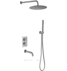 Душевая система Allen Brau Priority V.3 термостат Vernet душ Slim 300 мм излив брашированный никель 5.31014-BN